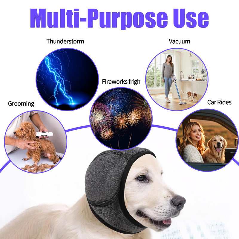 Dog Calming Ear Cover, Waterproof Adjustable Dogs Snood Ear Protectors Warm Ear Covers Comfort Dog Ear Muffs Noise Protection for Grooming Bathing Swimming Anxiety Relief (M) M
