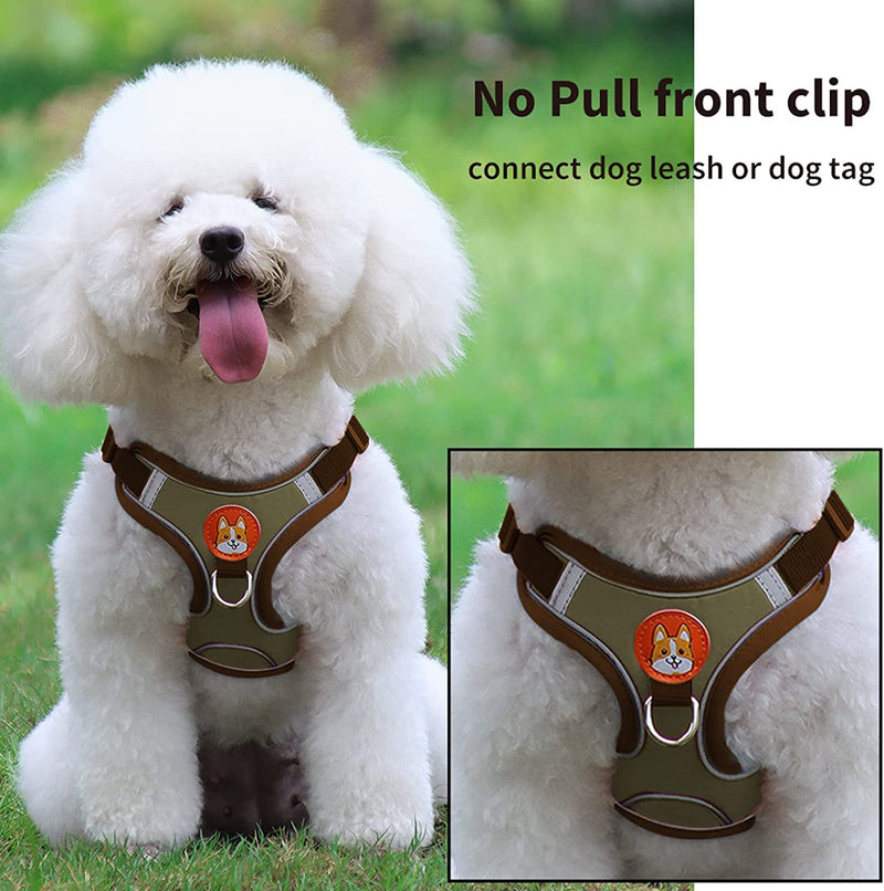 Dog Harness for Small Dogs, Adjustable No Pull Harness for Small Dogs Comfort Reflective Small Dog Harness and Leash Set with 2 Leash Clips, Puppy Dog Vest Harness for Small Medium Dogs L (ref: 15.4 to 22.0 lbs) Brown - PawsPlanet Australia