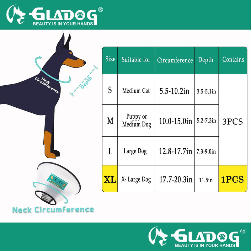 GLADOG Soft Dog Cone Collar, 3 PCS (XL is Only 1 PCS) Flexible Plastic Cone for Dogs After Surgery, Dog Recovery Collar, Adjustable E-Collar for Large/Medium/Small Dogs Cat, Comfy Elizabethan Collar XL（X-Large Dog） - PawsPlanet Australia