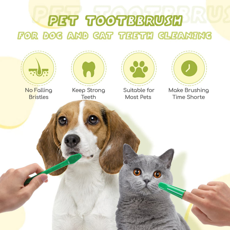 Nobleza 2 Pack Dog Toothbrush and Enzymatic Toothpaste Kit with 2 x Finger Toothbrush for Clean Pet Teeth, Eliminate Bad Breath, Remove Plaque and Tartar, Improve Gums Health and Pet Oral Hygiene Care Green 1 count (Pack of 2)