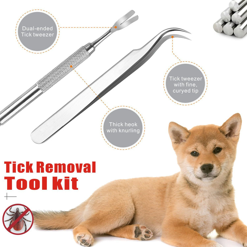 Tick Removal Tool for Dogs, Stainless Steel Tick Tweezers Remover Tick Key Remover Tool Kit, 4 Pack Quick & Safe Tick Twister Remover for Dogs Cats Human - PawsPlanet Australia