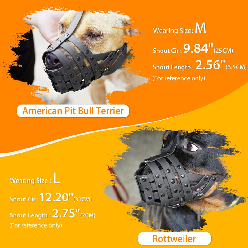 Mayerzon Pitbull Muzzle, Basket Muzzle for Medium Large Sized Dogs to Prevent Biting Scavenging Chewing, Soft Rottweiler Muzzle for Walking Training, Allow to Pant Drink, Lightweight and Sturdy Black M [Snout Cir: 9.75"-11"]