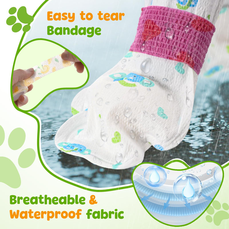 Disposable Dog Socks Waterproof, Dog Paw Protectors Prevent Licking, 20pcs Boots Cover & 3pcs Paw Bandage, Lightweight Shoes for Small Medium Large Dogs in Rain Snow Winter Summer Outdoors(Green, S) blue-green S, Paw Width:1.2-1.8inch - PawsPlanet Australia