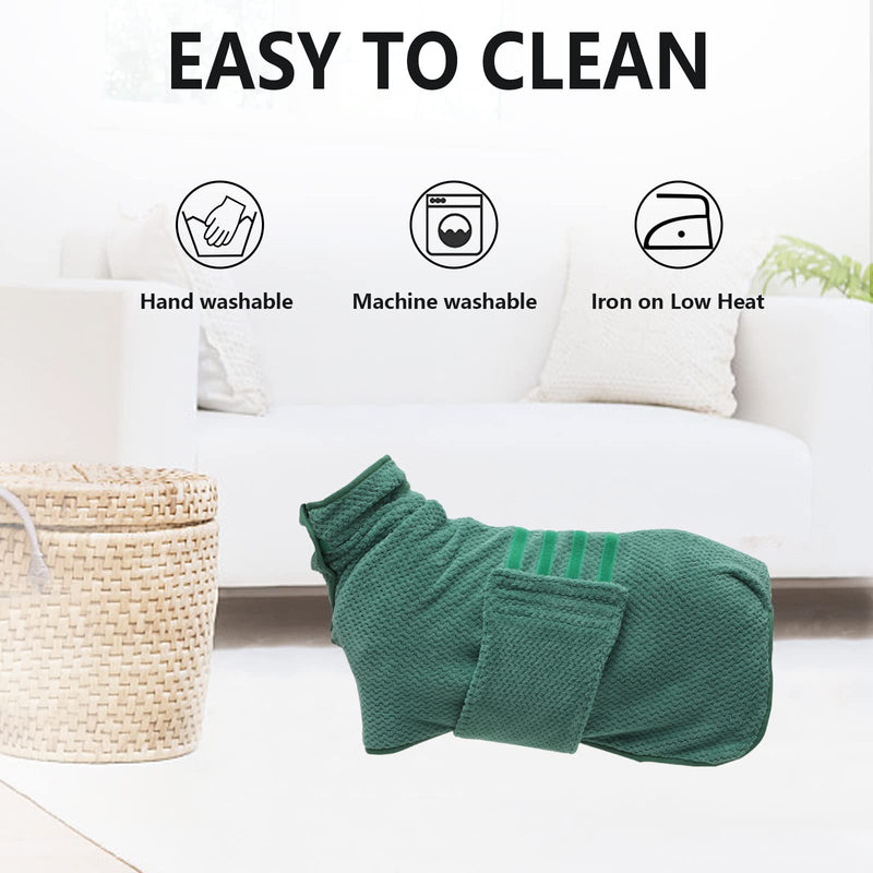 Geyecete Dog Bathrobe Towel Dog Drying Coat-Dry Fast Dog Bag-Pineapple grid Fast Drying Super Absorbent Pet Dog Cat Bath Robe Towel-Green-L Large Green(Pineapple grid)