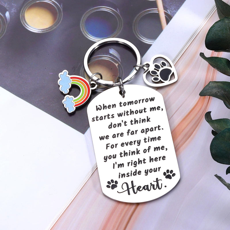 Dog Memorial Gifts for Loss of Dog, Pet Memorial Gifts for Dogs Cats Sympathy Bereavement Gift for Pet Lover Owner, When Tomorrow Starts Without Me Remembrance Keychain Rainbow Bridge Paw - PawsPlanet Australia