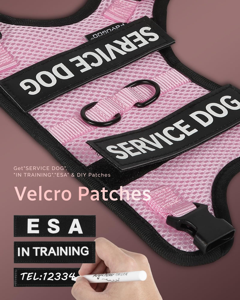 FAYOGOO Service Dog Vest for Small Dogs - Air Mesh Breathble Emotional Support Animal Vest with Velcro Patches - Puppy Harness and Leash Set Adjustable Neck and Chest Pink M - PawsPlanet Australia