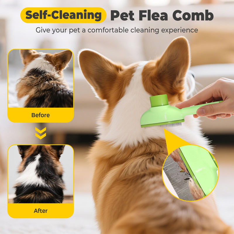 Cat Steam Brush for Shedding, 4 in 1 Rechargeable Steam Brush for Cats and Dogs, Anti-Static, Massage, flea comb for cats& Pet Removal Hair Glove,Shedding & Combing All In One!(Pink) Pink