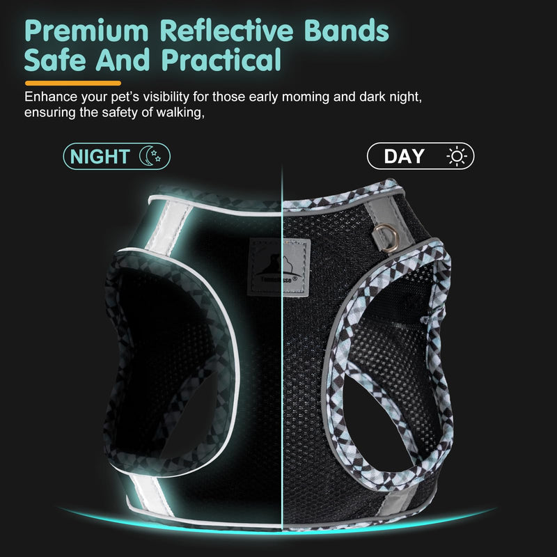 Dog Harness and Leash Set, No Pull Pet Harness for Small Dogs Easy Walking,Soft Breathable Small Dog Harness,Adjustable Reflective Step in Vest Harness for Puppy,Kitten, Cats xxs black - PawsPlanet Australia