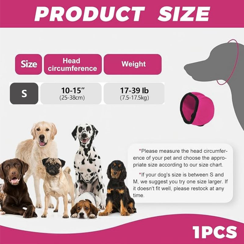 Waterproof Dog Ear Covers For Grooming,Dog Ear Defenders,Dogear Protectors,D-Og Noise Cancelling E-Ar Muffs,Adjustable No Flap E-Ar Wrap Snood Headband,For Relief&Swimming,Head Circle 25~38cm(Size S)