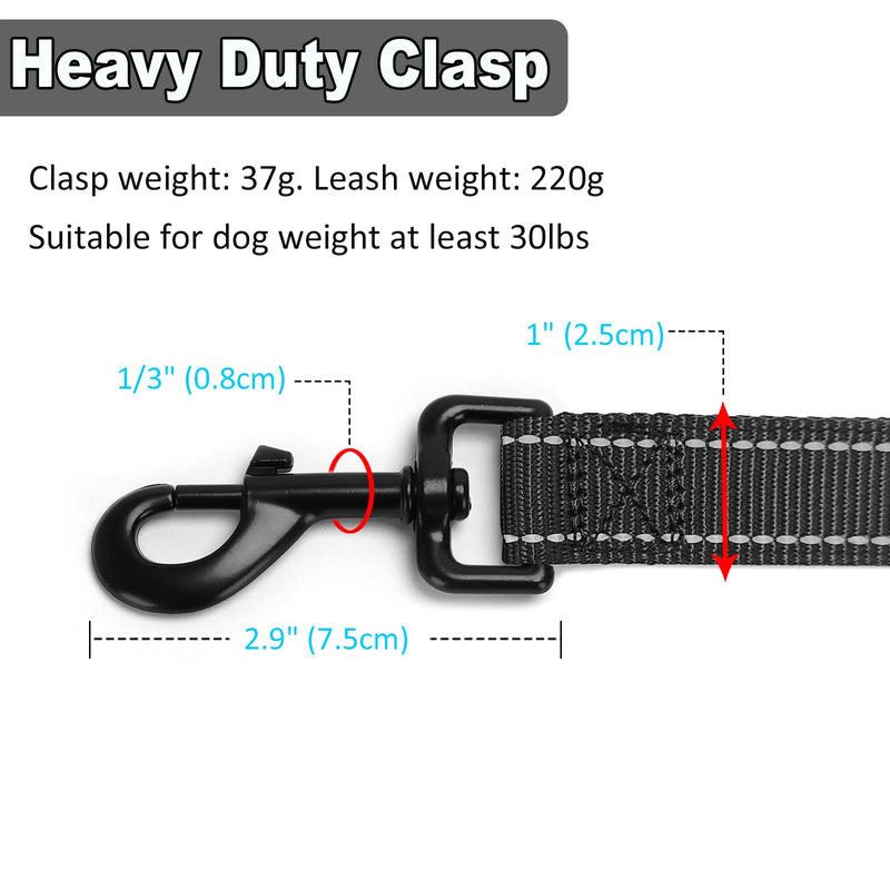 3 Handle Dog Leash, 10FT Triple Handle Reflective Stitching with Padded Traffic Handles, Heavy Duty Training Pet Lead for Control and Safety (Black) Black - PawsPlanet Australia