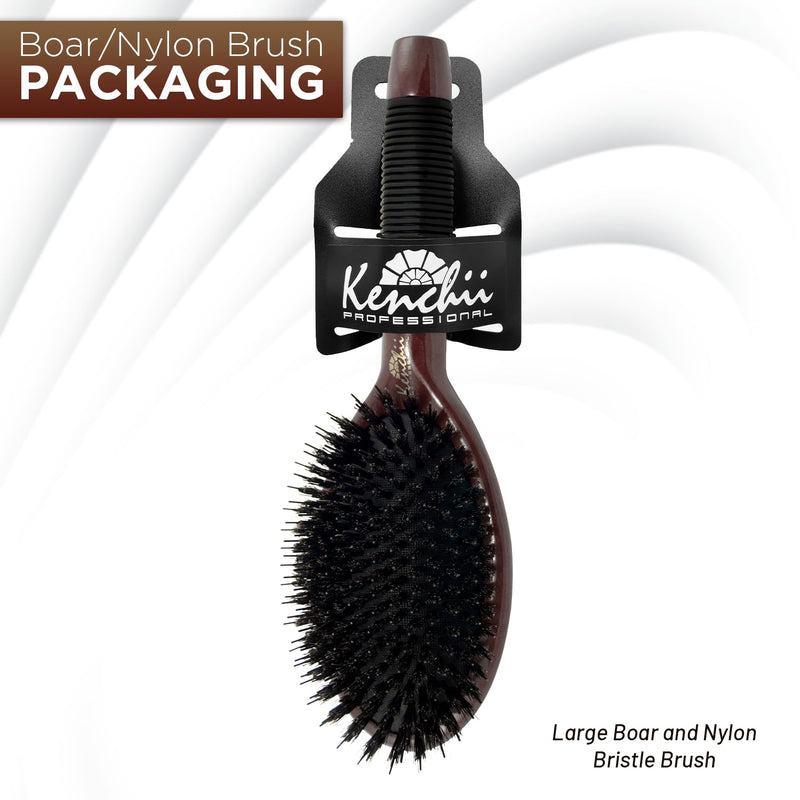 Kenchii Boar and Nylon Bristle Dog/Cat Grooming Brush with One-Piece Maple Body-Choose Size Large, Small (Large) - PawsPlanet Australia