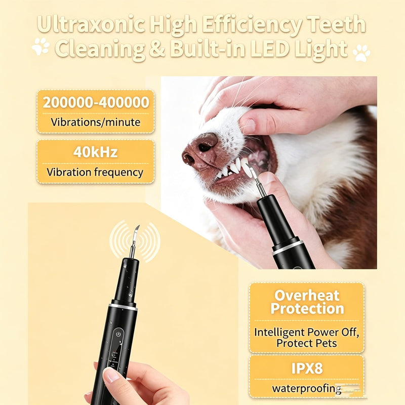 Pet dental cleaner, 5 cleaning modes, tartar remover for dogs, electric dental cleaning set for home dental care for dogs and cats