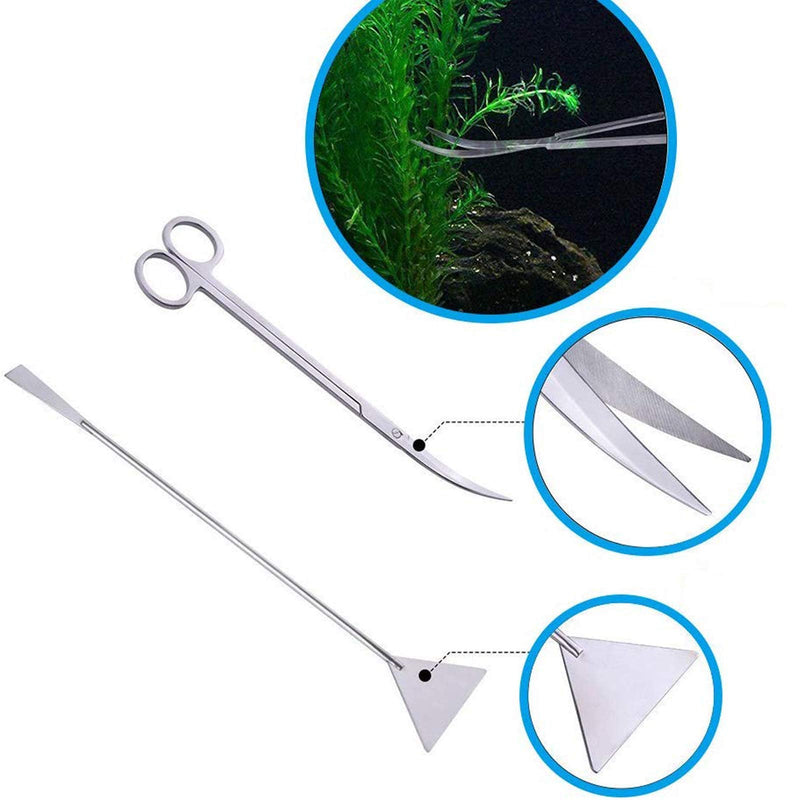 Aquarium Aquascaping Tool, Long Tweezers Scissors Spatula, 4 in 1 Stainless Steel Aquatic Plants Set for Fish Starter Kits, Aquariums Tank and Terrarium Sliver - PawsPlanet Australia