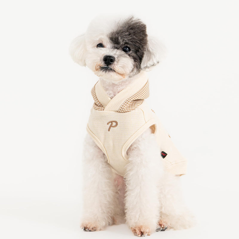 Puppia Xander Dog Shirt Hooded Trendy Fashionable Cute Dog Apparel for Small and Medium Dogs, Beige, Small Beige_Xander - PawsPlanet Australia
