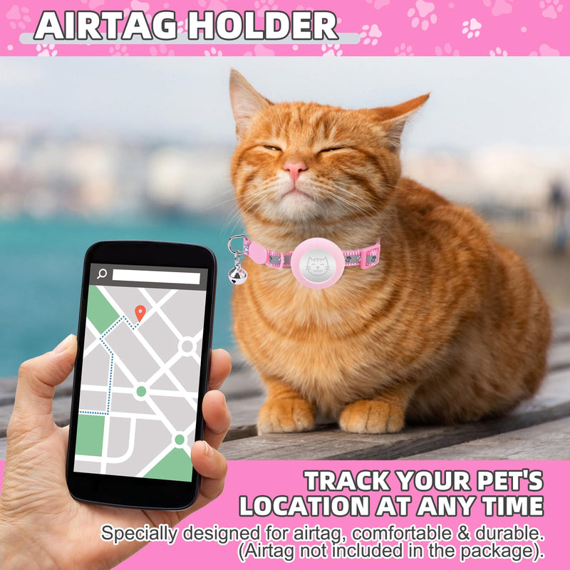 KOOLTAIL Cat Harness and Leash Set Escape Proof with Cat Airtag Holder Collars (3 in 1), Comfortable Lightweight Adjustable Kitten Harness for Small Medium Large Cats Safe Walking & Travel, Pink Neck:7.5"-12" chest:10"-18" - PawsPlanet Australia
