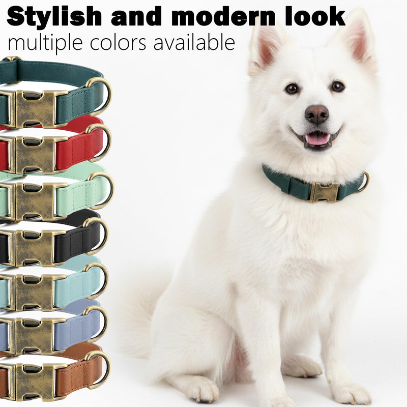 Dog Collar and Leash Set,Leather Silicone Waterproof Odor-Proof Dog Collar and Leash for Large Dogs, Soft Flexible Dog Collars, Durable Thick Adjustable Pet Collar (Green, Large (16-24.5" Neck)) Green Large (16-24.5" Neck)