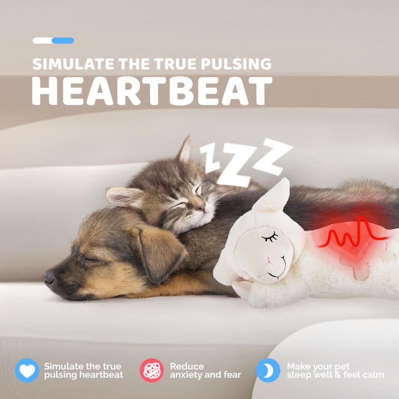 ALL FOR PAWS Heartbeat Dog Toy for Puppy - Dog Anxiety Relief & Behavioral Training | Puppy Heartbeat Stuffed Animal Plush Toy | Perfect for Dog Sleep Aid Beige Sheep - PawsPlanet Australia