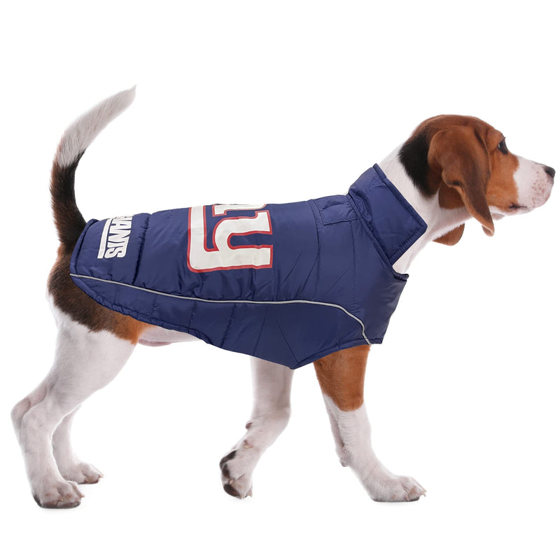 NFL New York Giants Puffer Vest for Dogs & Cats, Size Large. Warm, Cozy, and Waterproof Dog Coat, for Small and Large Dogs/Cats. Best NFL Licensed PET Warming Sports Jacket - PawsPlanet Australia