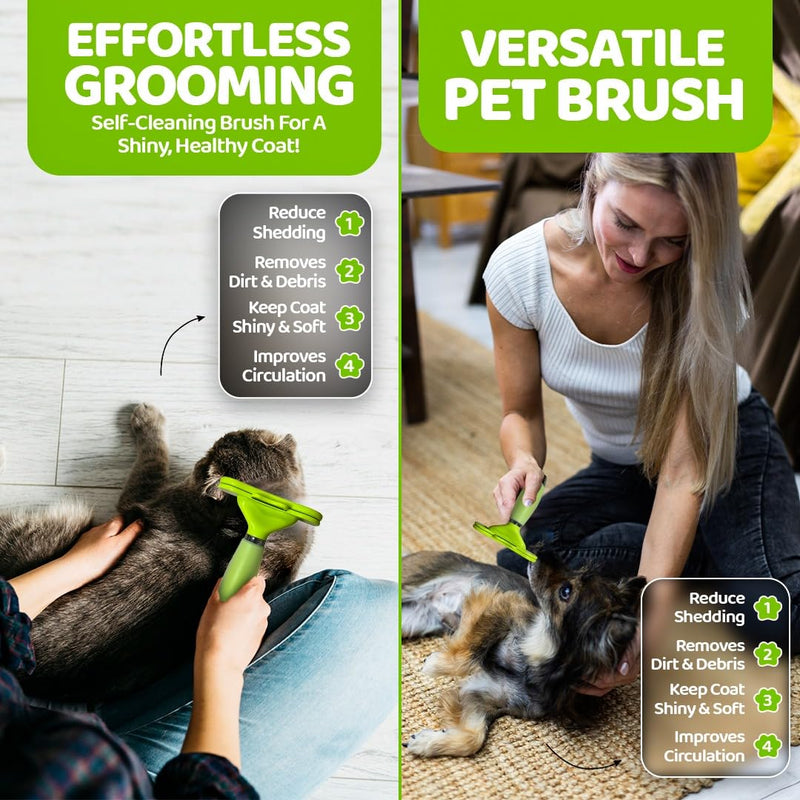 Pet Grooming Brush & Deshedding Tool for Dogs & Cats – Reduces Shedding by 95% | Professional Undercoat Comb for Short, Medium & Long Hair | Stainless Steel Shedding Brush for Fur Removal - PawsPlanet Australia