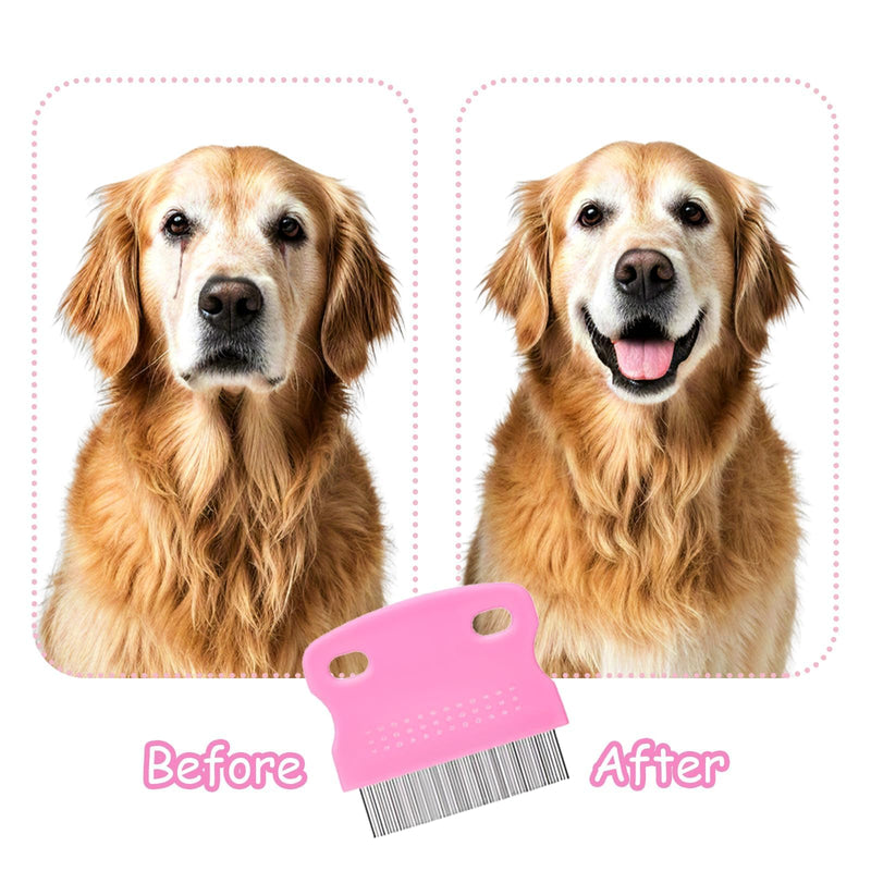6Pcs Pet Combs for Remove Knots, Fluff and Dirt Dog Eye Comb for Removing Eye Mucus and Crust Dog Flea Fine Combs for Grooming Matting(Pink) Pink