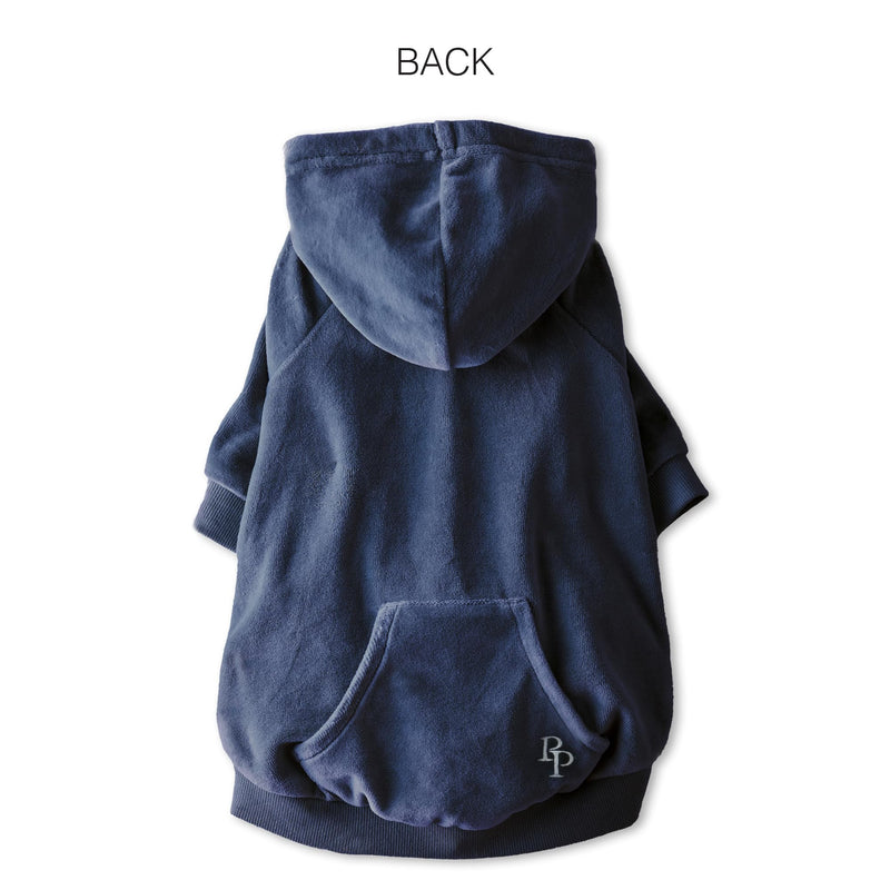 Velour Dog Pet Hoodie Coat for Small, Medium and Large Dogs, Navy, Small Small (10-25 lbs) - PawsPlanet Australia
