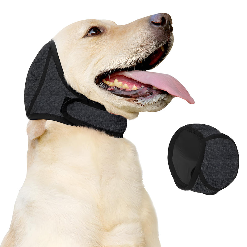 1PC Black Dog Ear Protector,Pet Ear Cover for Grooming,Bathing, Noise Reduction & Outdoor Activities,Soft Breathable Fabric,Adjustable Strap for Comfort Fit,M