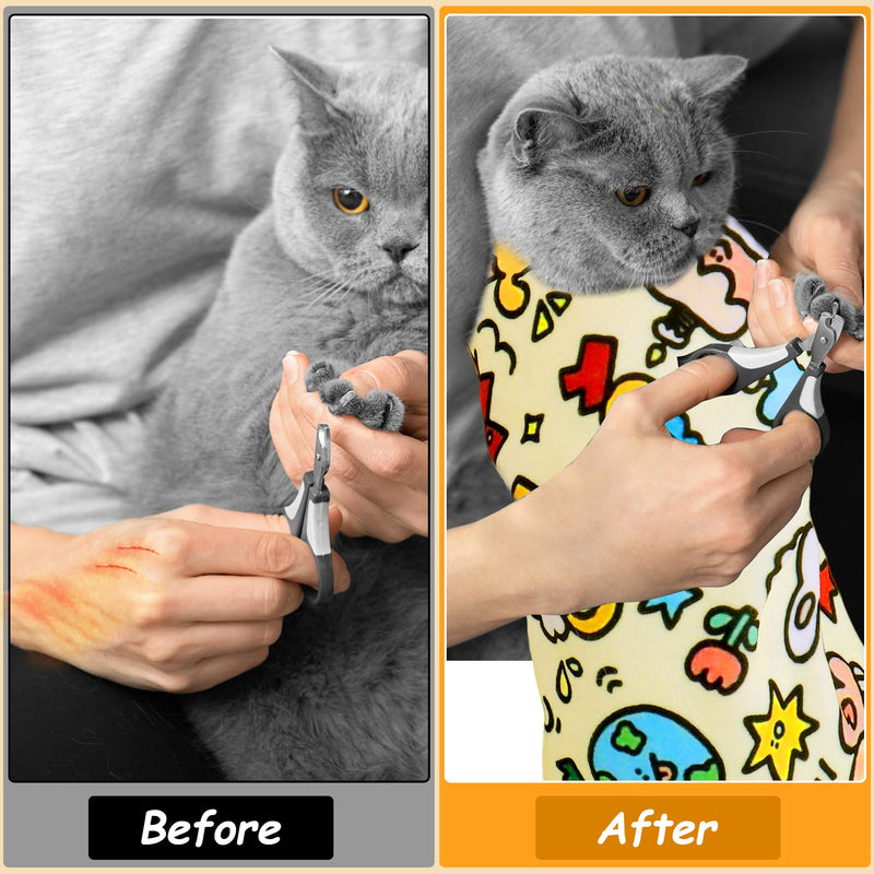 BABORUI Cat Grooming Wrap for Cutting Nails - Self-Adhesive Cat Swaddle Wrap with Nail Clipper Nail Cover, Anti-Scratch Cat Burrito Wrap for Nail Trimming, Cat Grooming Supplies - PawsPlanet Australia