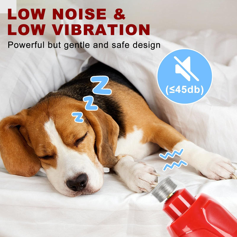 Dog Nail Grinder Kit–Electric Pet Nail Trimmer with LED Light&Replaceable Grinding Wheel,Low-Noise Grooming Tool,6-Speed Adjustable Cordless Rechargeable Design for Large/Small Dogs & Cats - PawsPlanet Australia