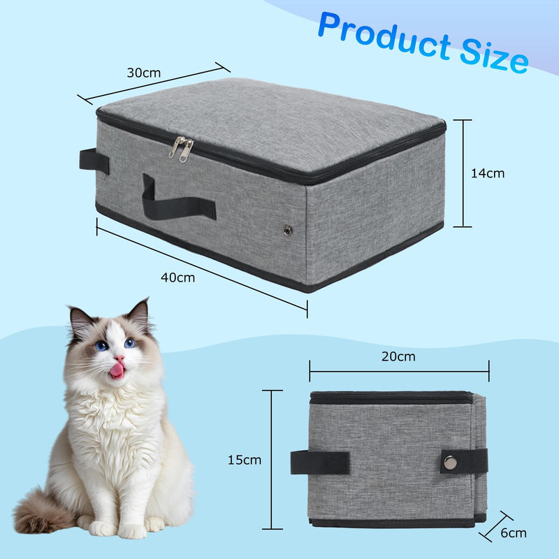 Foldable Cat Litter Box,Portable Litter Tray with Lid,Travel Lightweight Collapsible Cat Litter Carrier for Medium Cats,Waterproof Pet Supplies Storage Box(Gray) - PawsPlanet Australia