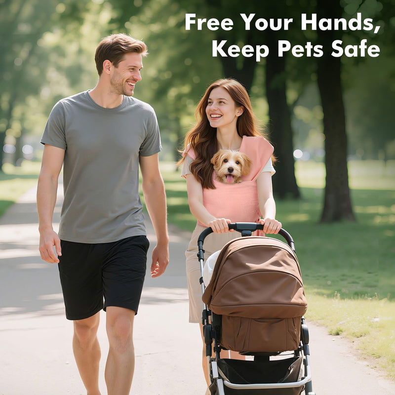Pawaboo Pet Sling Carrier for Small Dogs and Cats, Hands Free Dog Carriers Sling, Anti-Anxious Soft Cotton Front Facing Cat Carrier Papoose, Puppy Kitten Pouch Reduce Back Neck Pain, Pink - PawsPlanet Australia