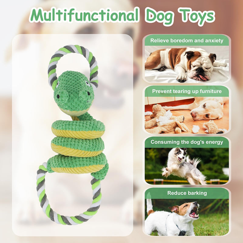 Pet Sounding Toys Animal Plush Chew Dog Interactive Bite Resistant for Small Large Dogs Puppy Molar Cleaning Teeth Knotted Rope Toy Pet Relieve Boredom Training Supplies,Crocodiles green - PawsPlanet Australia
