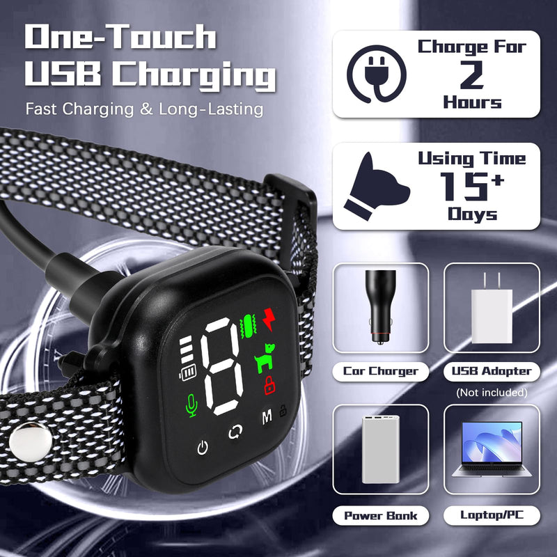 (anti-bark collar), smart anti-bark collar for large, medium and small dogs, rechargeable anti-bark training collar, bark shock collar with buzzer - PawsPlanet Australia