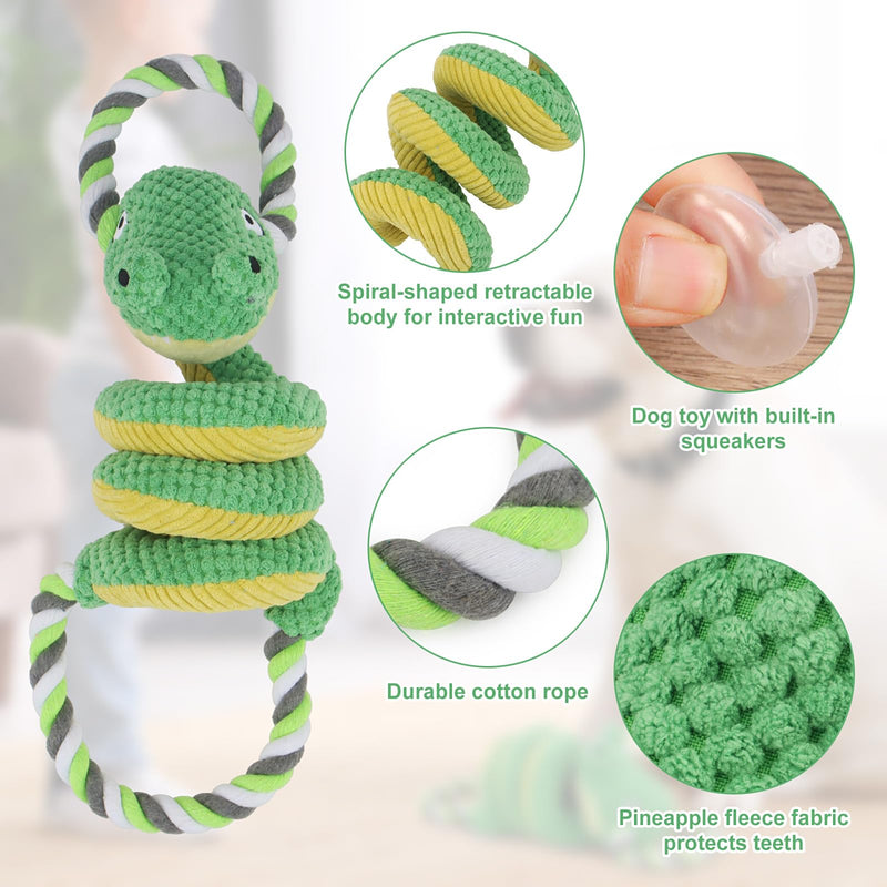 Pet Sounding Toys Animal Plush Chew Dog Interactive Bite Resistant for Small Large Dogs Puppy Molar Cleaning Teeth Knotted Rope Toy Pet Relieve Boredom Training Supplies,Crocodiles green - PawsPlanet Australia