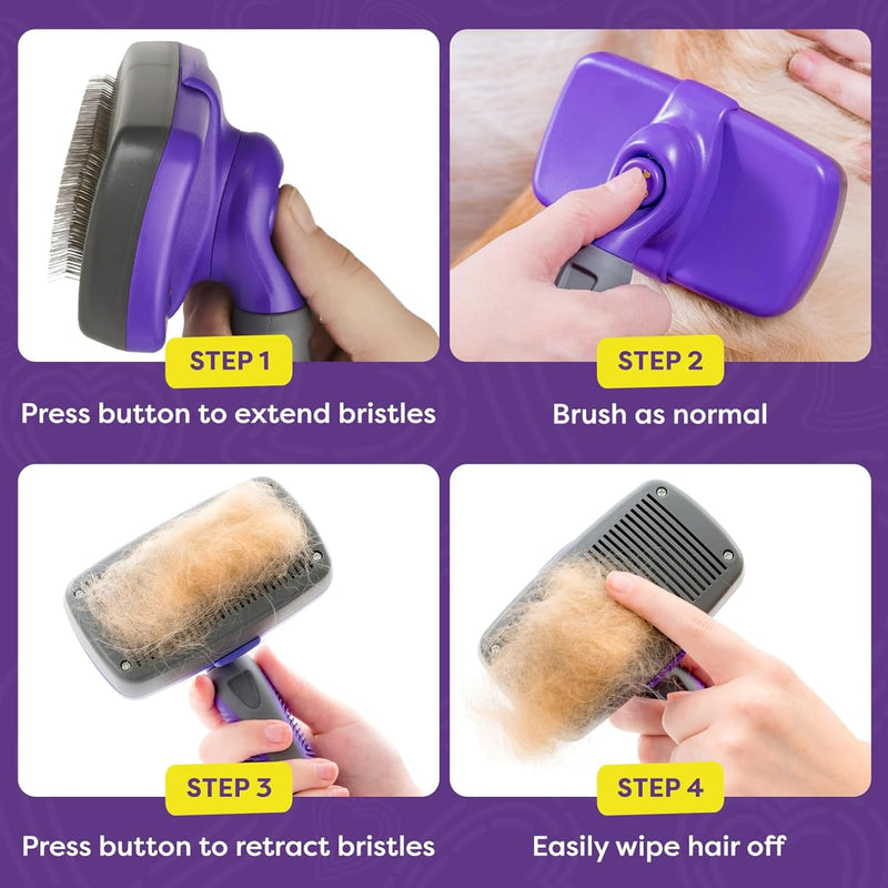 Hertzko Dog Slicker Brush and Dog Hair Remover - Self-Cleaning Brush for Cats and Dogs - Pet Hair Remover Brush for Fur - Gently Removes Mats, Tangles, and Loose Hair - Ideal for Home Use - PawsPlanet Australia