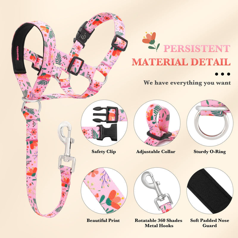 No-Pull Dog Headcollar - Adjustable Head Halter Collar for Dogs, Padded Gentle Lead to Stop Heavy Pulling on The Leash, Anti-Pull Training Muzzle for Easy Control on Walks (Pink, Medium) Pink - PawsPlanet Australia