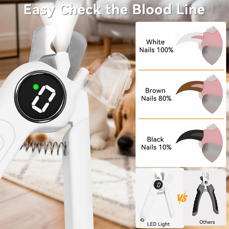 Dog Nails Clippers & Grinders - 2in1 with LCD Display and LED Lights Dog Nail File Cat Claw Trimmer with Safety Guard Electric Rechargeable Pet Nail Silent Grooming
