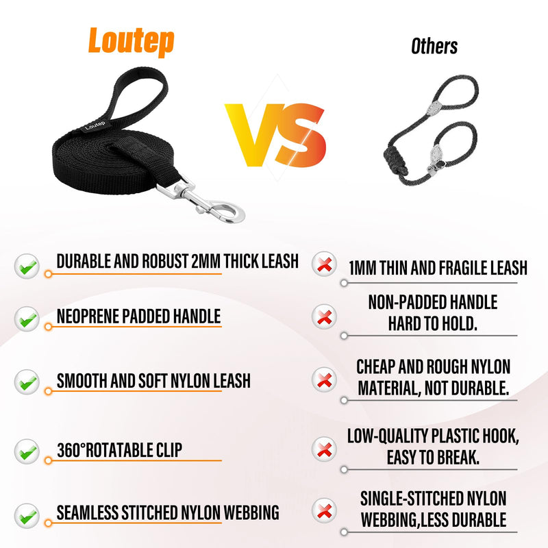 Dog Training Leash - Long Line for Recall & Obedience, Nylon Training Lead with Padded Handle, 15 ft / 20 ft / 30 ft / 50 ft / 100 ft - Long Leash for Dogs Outside, Small/Medium/Large 100ft Black - PawsPlanet Australia