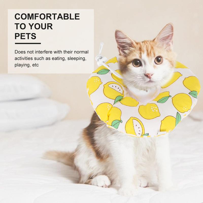 TOYANDONA Cotton Neck Brace for Cats with Adjustable Drawstring, Recovery Collar after Surgery for Wound Healing, Protection against Licking and Scratching, in Yellow