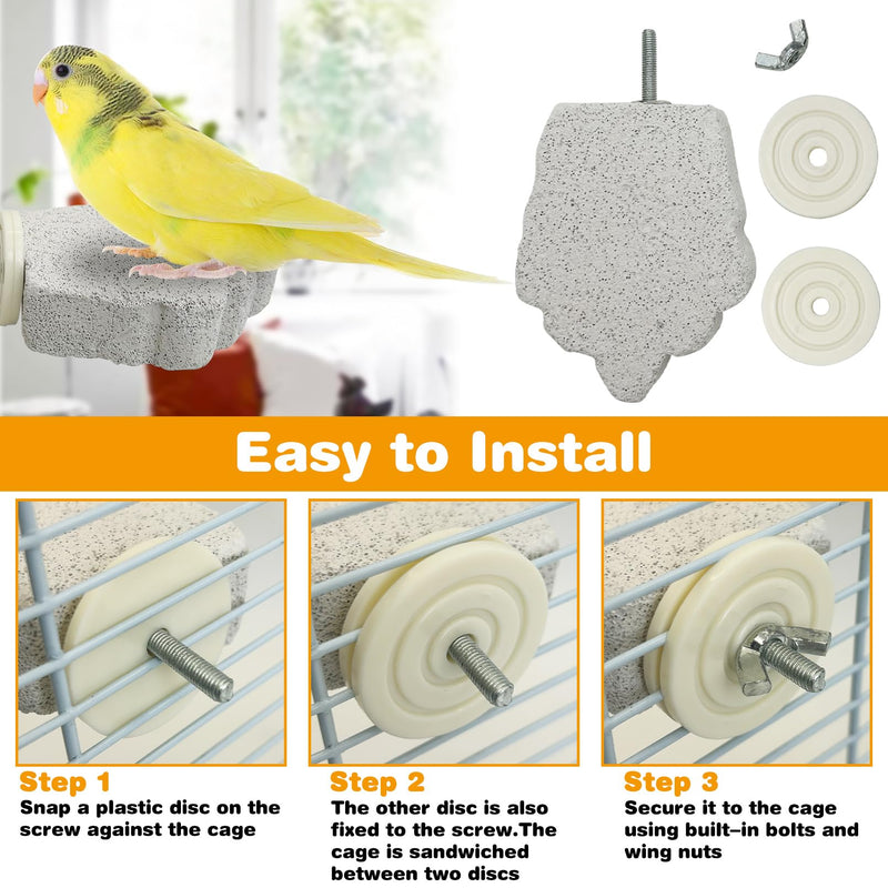 PINVNBY 4 PCS Bird Perches Calcium Parrot Perch Stand Bird Beak Grinding Stone Foot Claws Trimmer Parrot Chewing Toys Bird Cage Accessories for Budgie Cockatiel Conure Lovebird Finch Style 1: 4 pcs