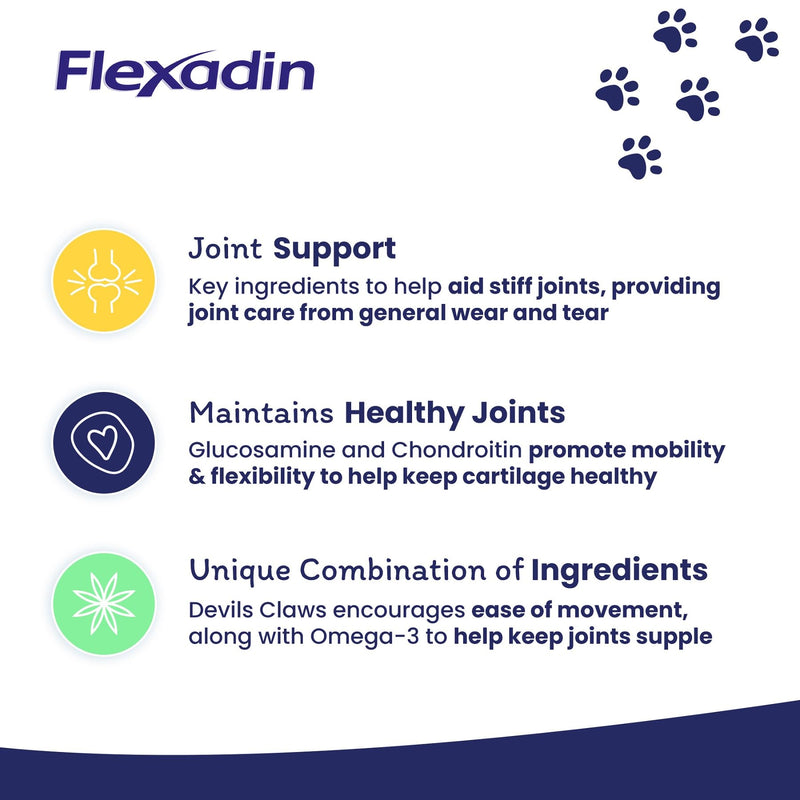 Flexadin Joint Care for Cats | Joint Supplement Chews for Cats | Aids Mobility & Flexibility | Glucosamine, Chondroitin, Omega 3 & Vitamin E | 60 Chews - PawsPlanet Australia