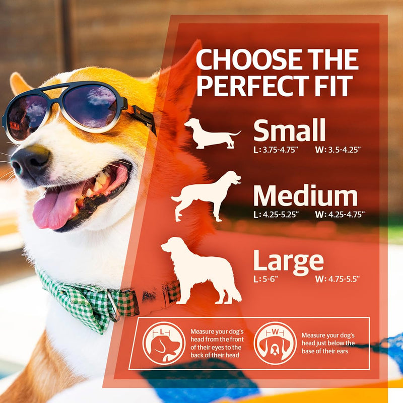 King Sunglasses for Dog - UV Protective Lenses, Debris Protection, Pannus Prevention, Invisible Chinstrap, Interchangeable Lenses, NYC Design - Sunrise, Medium - PawsPlanet Australia