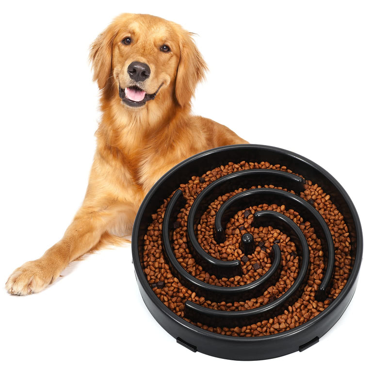 Slow Feeder Dog Bowls for Large Medium Dog Non Slip Maze Puzzle Bowl Pet Slower Food Feeding Dishes Interactive Bloat Stop Preventing Choking Healthy Dog Bowl, Black A-black