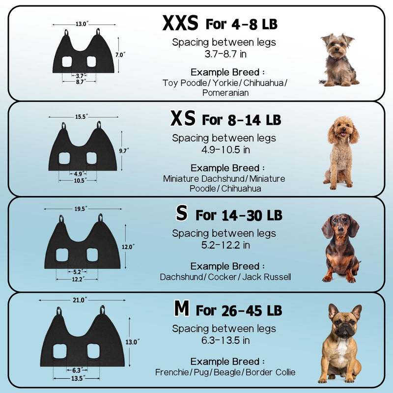Supet Dog Grooming Hammock Harness for Dogs Cats, Relaxation Pet Nail Clipper Hammock, Restraint Dog & Small Animal Leashes Sling for Groomingk for Nail Trimming (Black, XS) XS（ Max 16 Lb：Leg space: 4.9"-10.5"） Black