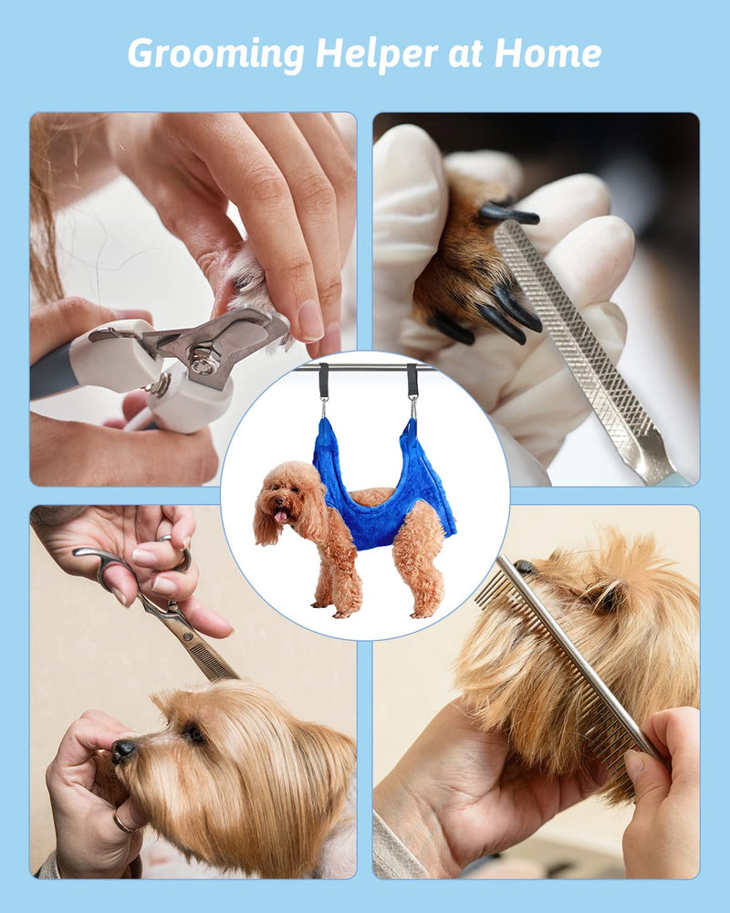 Dog Grooming Harness, Multifunctional Cats and Dogs Grooming Hammock, Pet Beauty Assistant, Nail Scissors/Nail Trimmer/Round Head Scissors (Medium, blue) Medium - PawsPlanet Australia