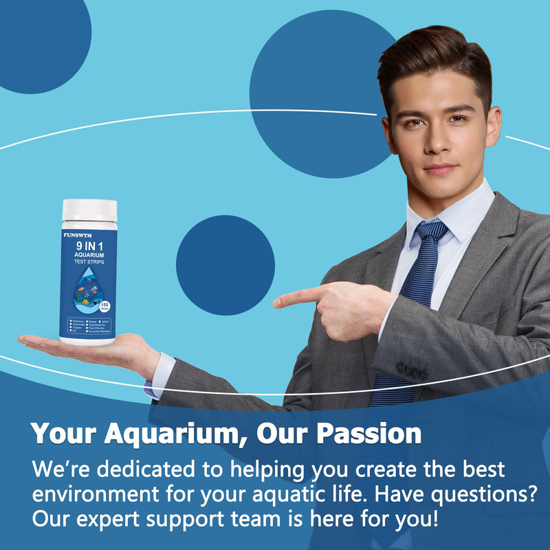 Aquarium Test Strips for Fish Tank: 9 in 1 Aquarium Water Test Kit for Freshwater - 150ct Fish Test Strips Testing Ammonia pH Nitrate Chlorine Nitrite Hardness Alkalinity Copper 9 in 1 - 150 Count