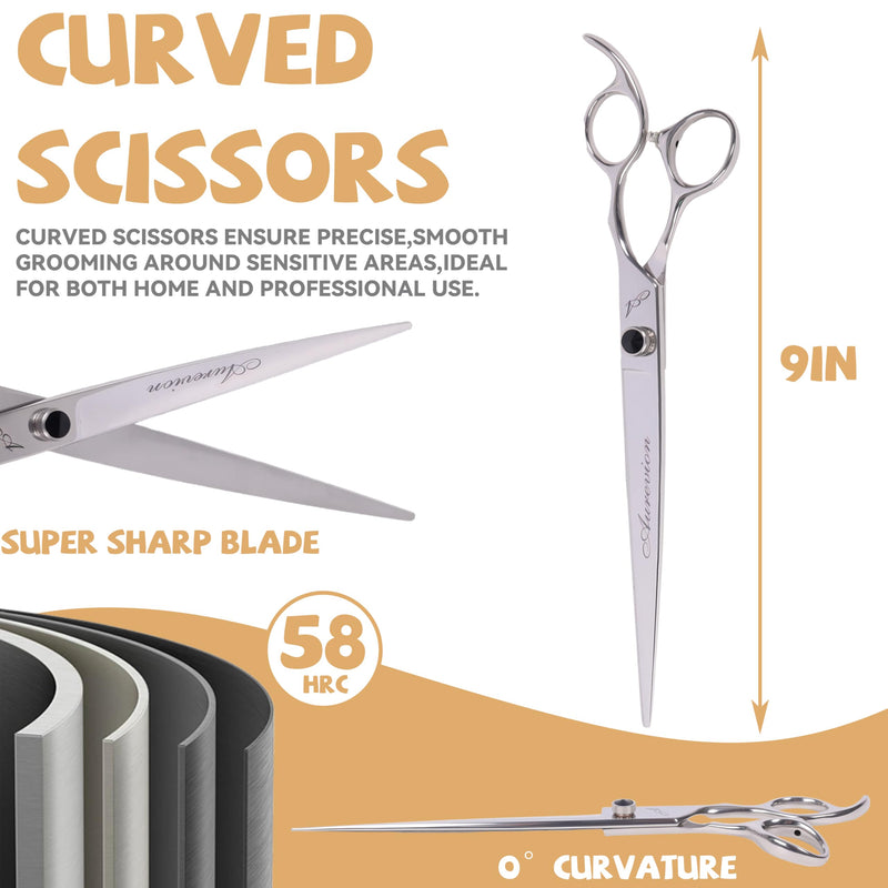 Professional 8.5 In Straight Pet Grooming Scissors,Stainless Steel, Ultra Sharp Blades for Precise Trimming of Dogs and Cats, Lightweight Ergonomic Design Clippers for Easy Hair Cutting Like a Barber 8.5 Inch - PawsPlanet Australia