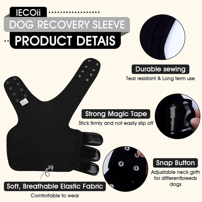 IECOii Dog Recovery Suit,Dog Leg Sleeve for Surgery,Adjustable Dog Wound Elbow Brace Protector,Dog Recovery Sleeve to Prevent Bite Licking,Dogs Protective Sleeve,Dog Post Surgery Body Suit,Black,4XL 4XL(Leg Girth:12.6"/32CM,Sleeve Length:15"/38CM) Black