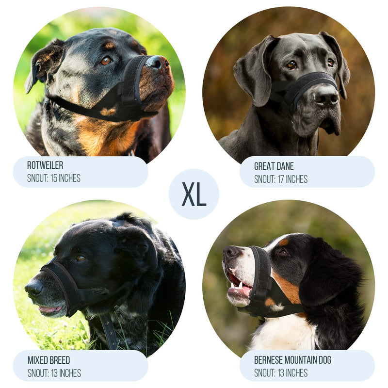 Gentle Muzzle Guard for Dogs - Prevents Biting and Unwanted Chewing Safely Secure Comfort Fit - Soft Neoprene Padding – No More Chafing – Training Guide Helps Build Bonds with Pet (XL, Grey) X-Large (Pack of 1) - PawsPlanet Australia