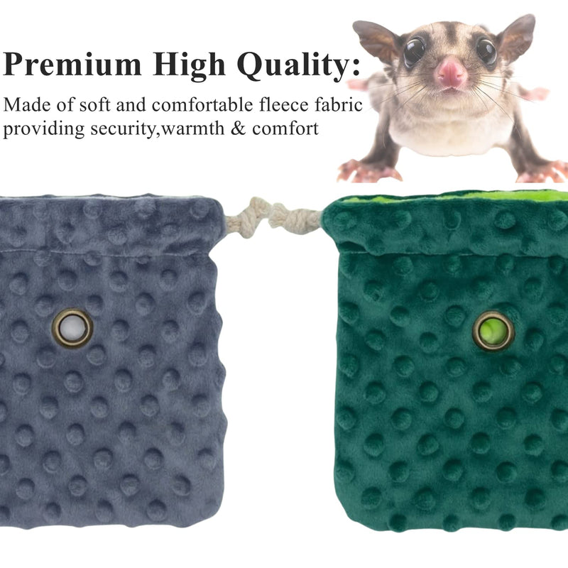 2 Pack Sugar Glider Bonding Pouch - Soft Sleeping Pouch with Breathable Vent & Drawstring Portable Travel Bag Small Animal Carrier for Sugar Glider Squirrel Hamster Rats Hedgehog Bird Parrot (2 Pack) 2 Pack