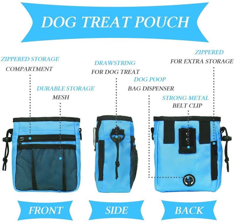 4-in-1 Dog Training Set, Puppy Training Treats- Dog Treat Training Pouch, Dog Whistle, Dog Doorbells, Dog Clicker, Ideal Gift for First Time Pet Owners, Training Dog Owners (Blue) Blue - PawsPlanet Australia